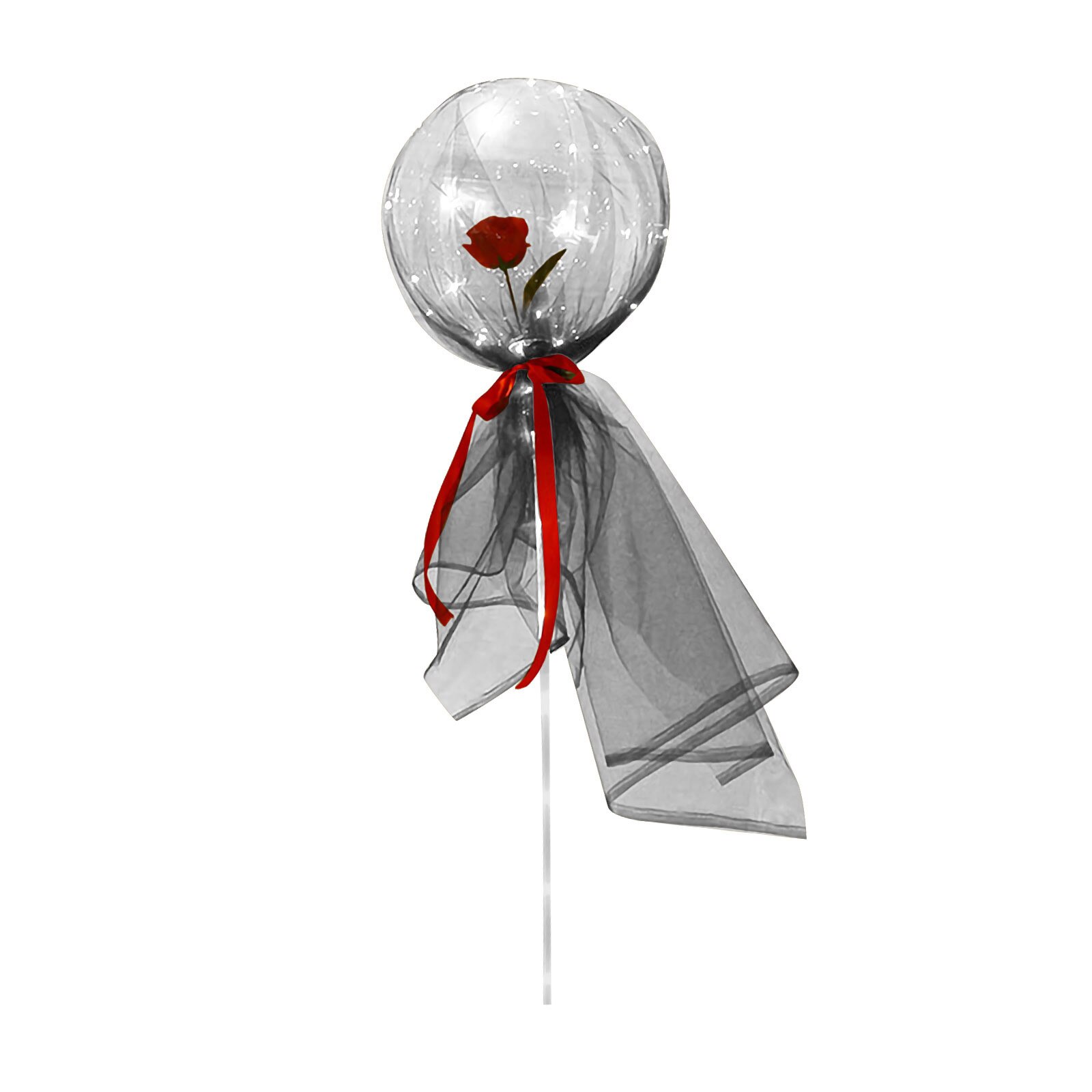Luz Led con globos de rosas Decoración de cumpleaños y boda, bolas de flores transparentes, globo luminoso Led, ramo de rosas #41