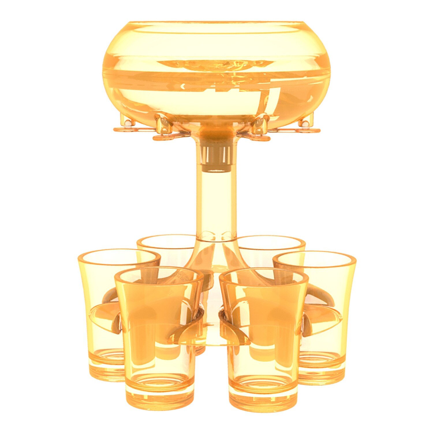 Transparent 6-cup automatic wine dispenser, liquor beer party pourer artifact, can meet the party bar party or drinking game: Gold Set