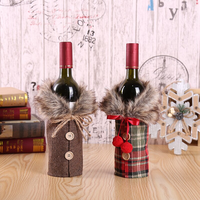 Kerst Wijnfles Cover Knit Wijn Fles Zak Verpakking Fles Case Decoraties Voor Huis Jaar Kerst Decor