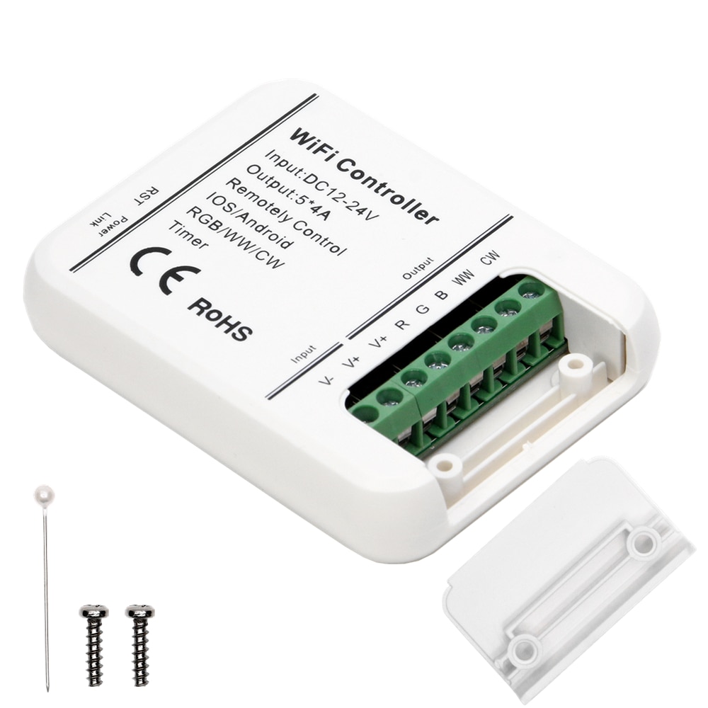 Dc12v 24v wifi ledet kontroller rgb / rgbw / rgbww stripe 16 millioner farger musikk og tidtaker modus wifi-kontroll av ios / android smartphone