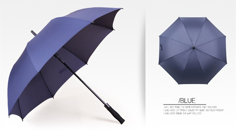 Nx stor lang semi-automatisk paraply golf enkeltlags diameter 135cm mand og kvinder business stærk vindtæt paraply: Bule