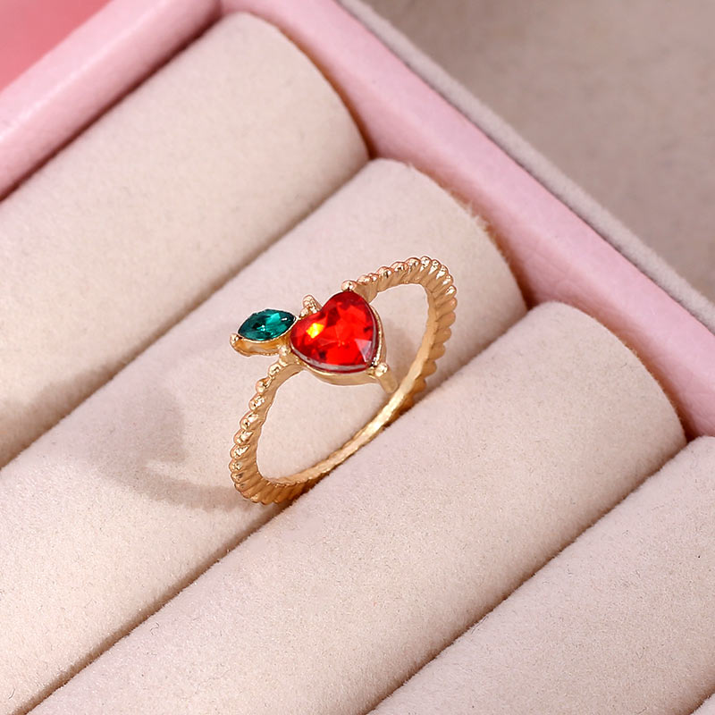 Shiny Crystal Fruit Vlinder Ringen Voor Vrouwen Meisjes Multicolor Cherry Aardbei Druif Ring Sieraden: 006407RD