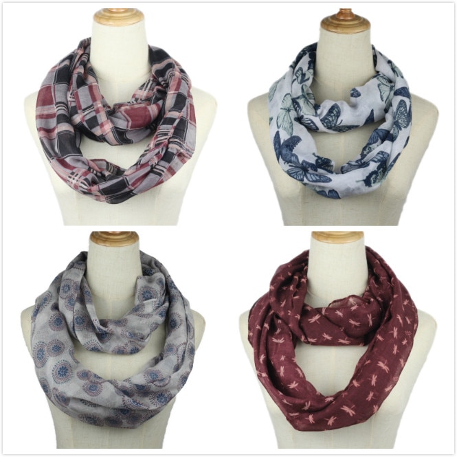 Women printed Ring Scarf Infinity Loop Neckerchief Echarpe Foulard Femme snood spring summer autumn