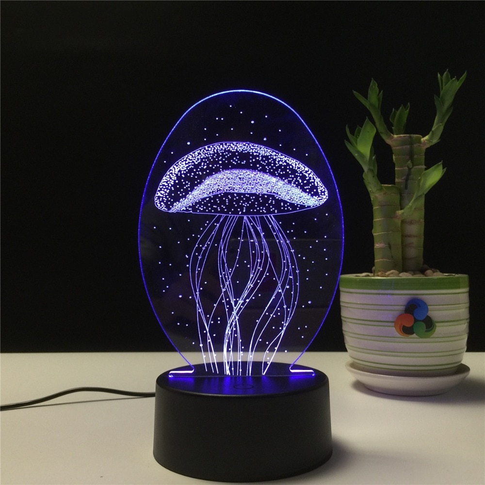 Night Light LED Lamp Jellyfish 3D Visual Illusion ... – Grandado