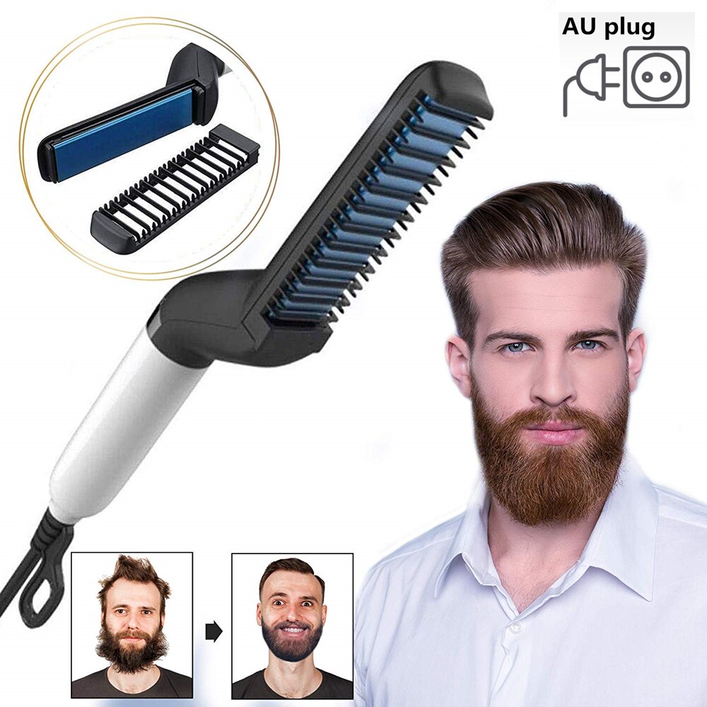 Skæg glattejern multi hurtigt hår glatte kam skæg børste krølle kamme mænd kvinder krøller hårbørste styling børster: 1102 au stik