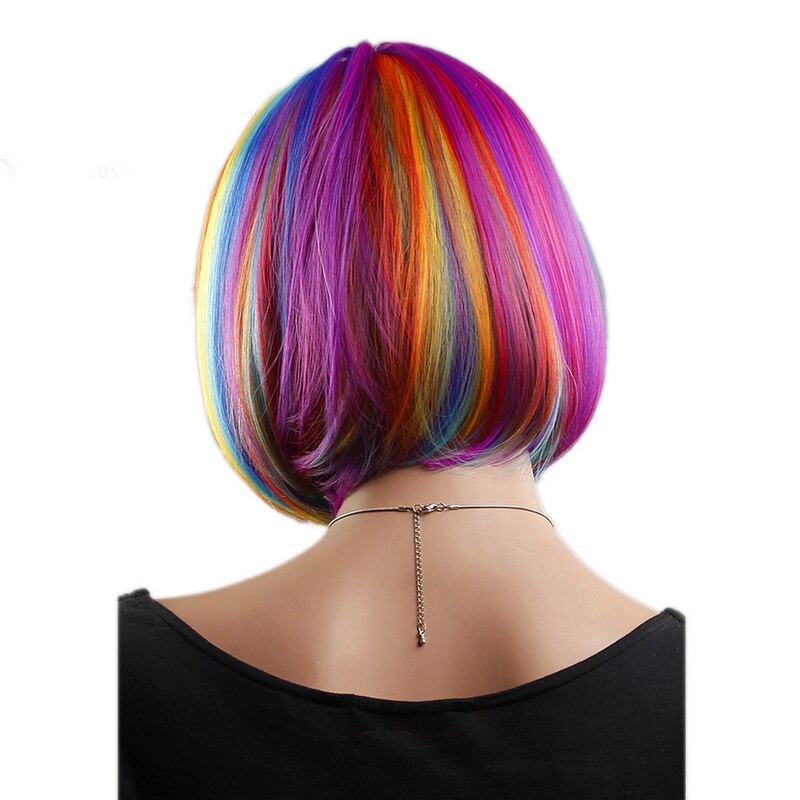 Yiyaobess 12 inch Synthetisch Haar Korte Regenboog... – Grandado