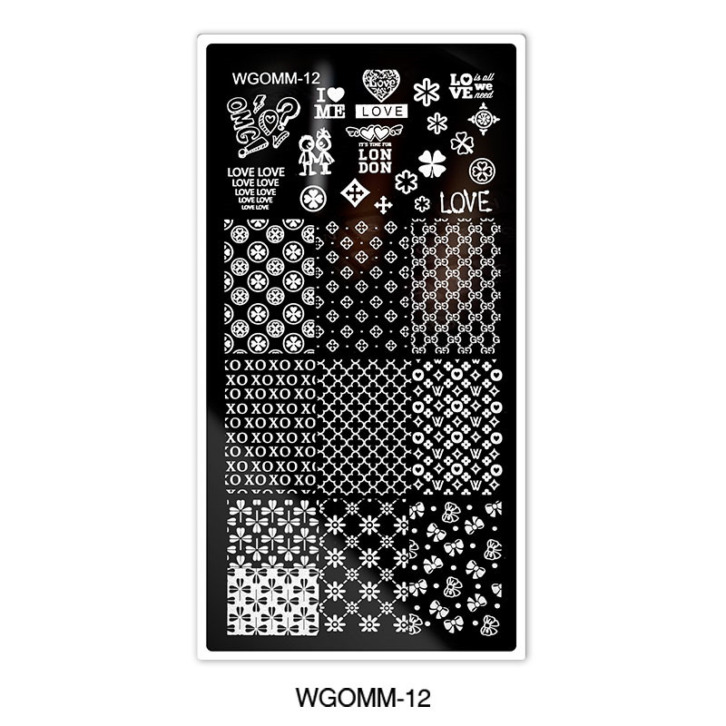 1pc Marmer Rook Mandala Nail Stempelen Platen Stempelen Lijn Bloem Nagels Nail Beelden Blad Manicure Nail Art Set: 12