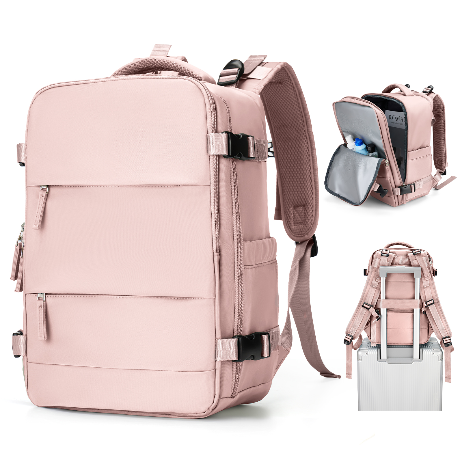 Backpack Travel Cabin Aircraft 40x20x25 Women's Backpack ,Waterproof Travel Backpack Laptop Backpack Female bags ,Male Backpacks: Pink