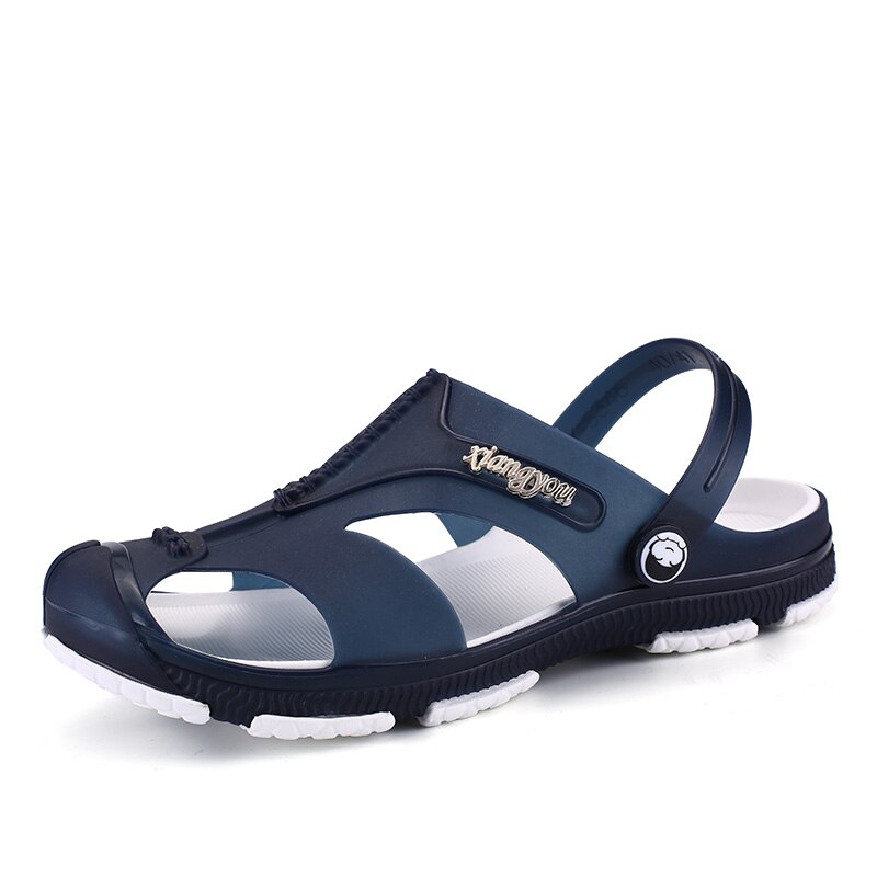 Pantoufles d'été décontractées pour hommes, sabots pour hommes, sandales de plage confortables à séchage rapide, chaussures de jardin grande taille pour hommes: Bleu profond / 41