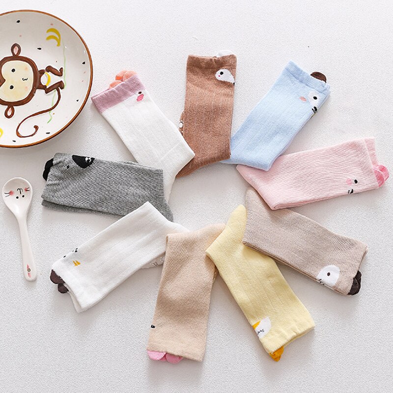 Childrens Baby 'S Unisex Herfst Winter Zachte Katoenen Sokken Knie Hoge Kids Jongens Meisjes Infant Peuter Anti Slip Cartoon Dieren Sokken
