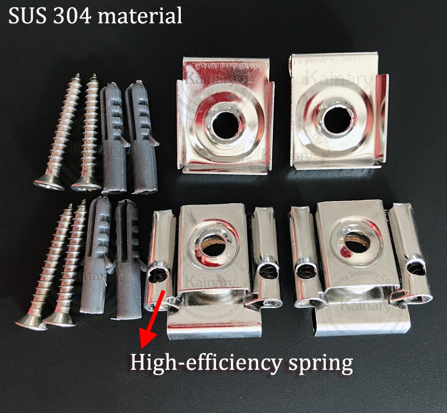 Stainless steel 304 grade mirror clips, bathroom glass clamp, mirror holder 4pcs with screws