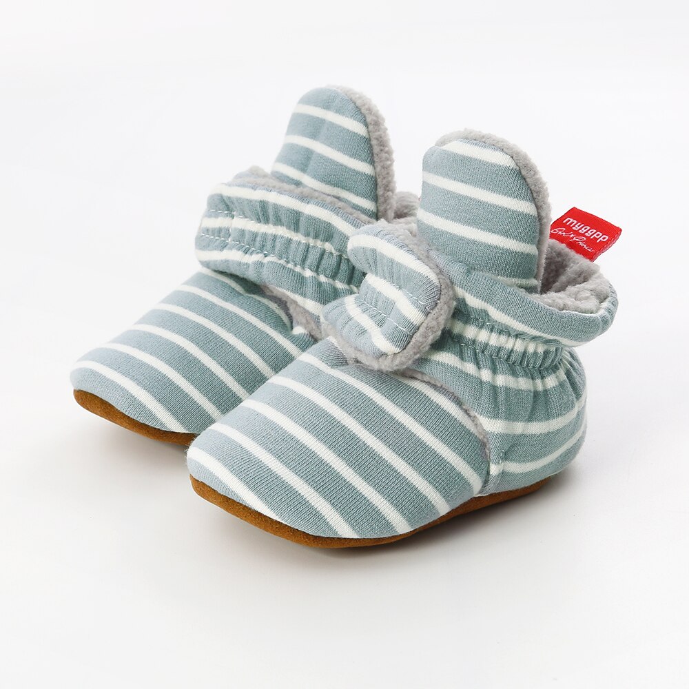 Établi à la 0-18M | Chaussons à semelle souple, bottes à rayures en coton, chaussures de berceau pour bébés garçons et nourrissons: C / 13-18 mois