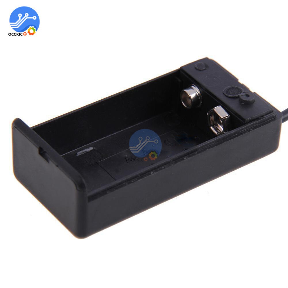 9V PP3 Battery Holder Box Case with Wire Lead ON/OFF Switch Portable Battey Pack Cover + DC 2.1mm Plug