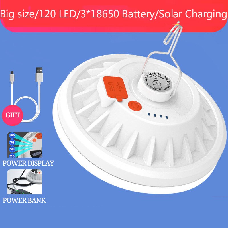 LED Solar Lamp Portable Emergency Lantern Outdoor Camping Light USB Charging Hook Lamp 300W Super Bright Rechargeable: Package C