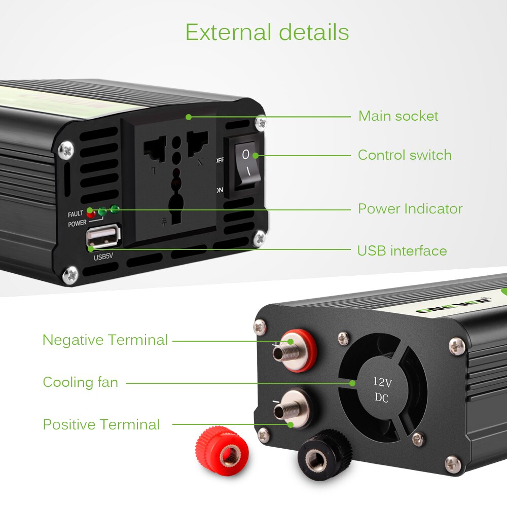 Inverter 12v 220v 2000w power inverter dc to  ac 12v to 220v bilspændingsomformer med usb billader til iphone 6 7 8