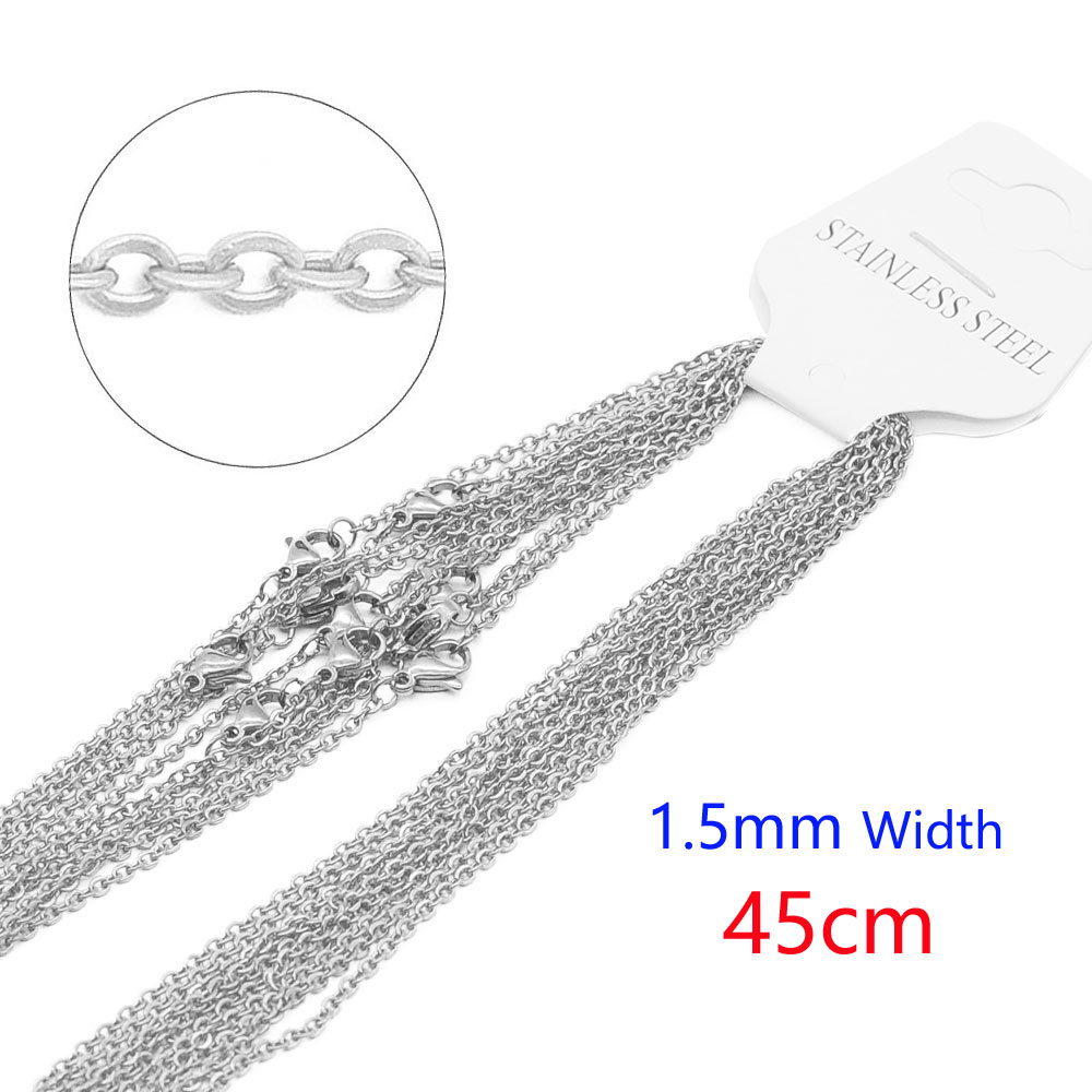 10pcs/Lot 304 Stainless Steel Cable Link Rope Chain Necklace for DIY Jewelry Making Silver Gold Color O Chains Choker Necklaces: Gold-color