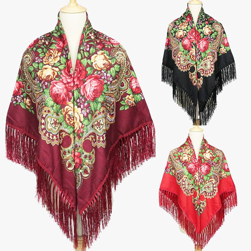 Suda – châle de Style russe, grande taille, en coton, grande écharpe carrée, romantique, National
