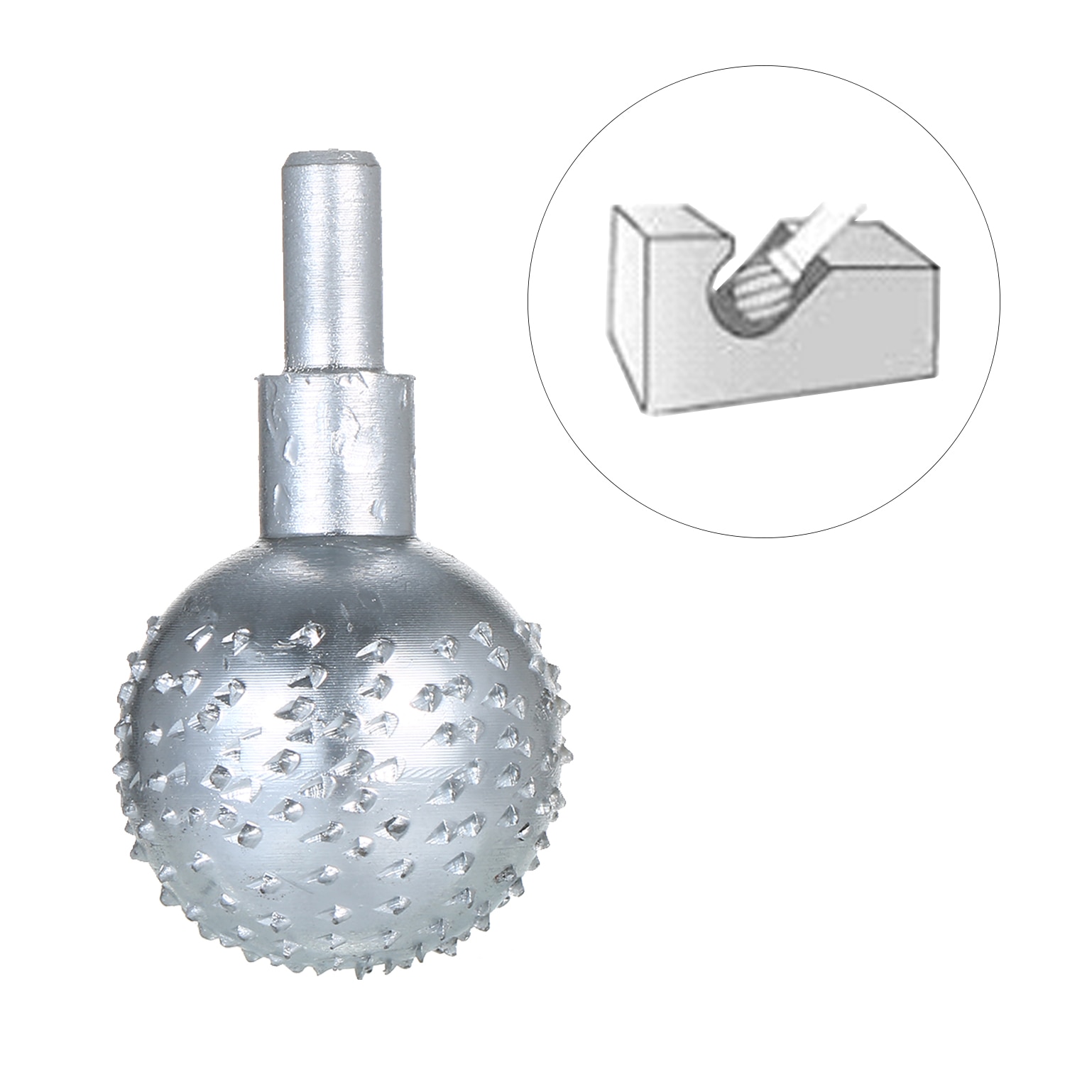 Woodworking Sphere Rotary Burr 1/4 inch Shank Carbide File Tungsten Steel Wood Carving Grinding Head Milling Cutter 3cm Head