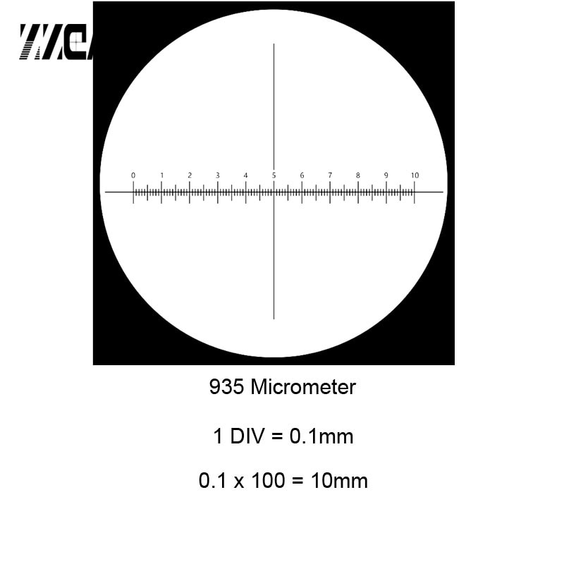 935 0.1Mm Cross Schaal Heerser Micrometer Richtkruis Binnen En Buiten Micrometer Voor Microscoop