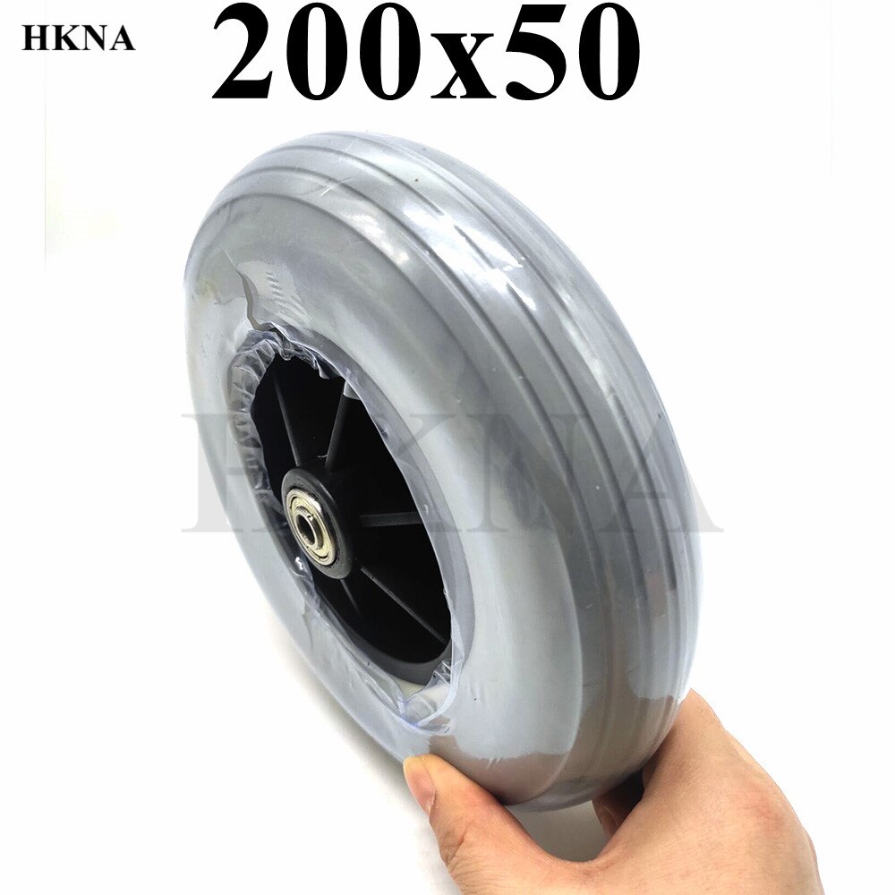Pneu roue avant en PU solide 200x50, 8x2 pouces, pour pièce de fauteuil roulant, 200x50