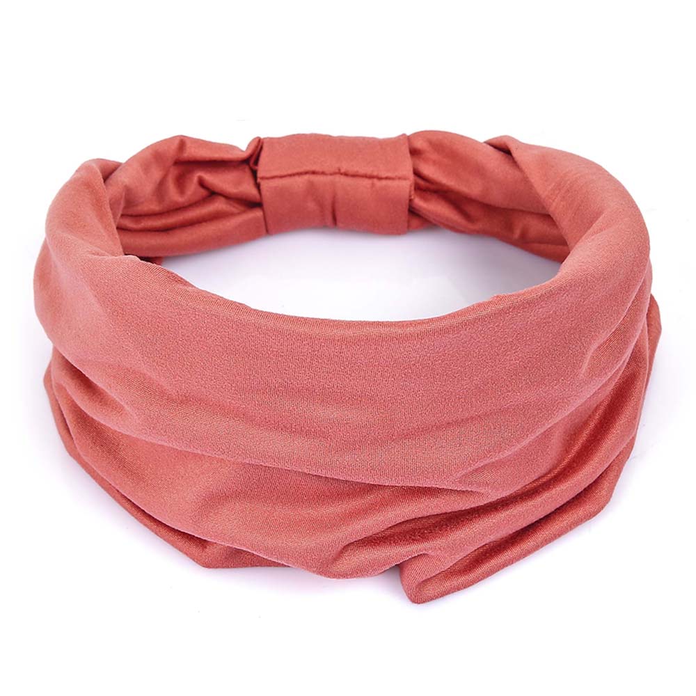 Diademas anchas para mujer, bandas elásticas suaves antideslizantes para el cabello, envolturas para la cabeza para Yoga y gimnasio, pañuelo de turbantes africanos de tela de algodón anudado: Rosa