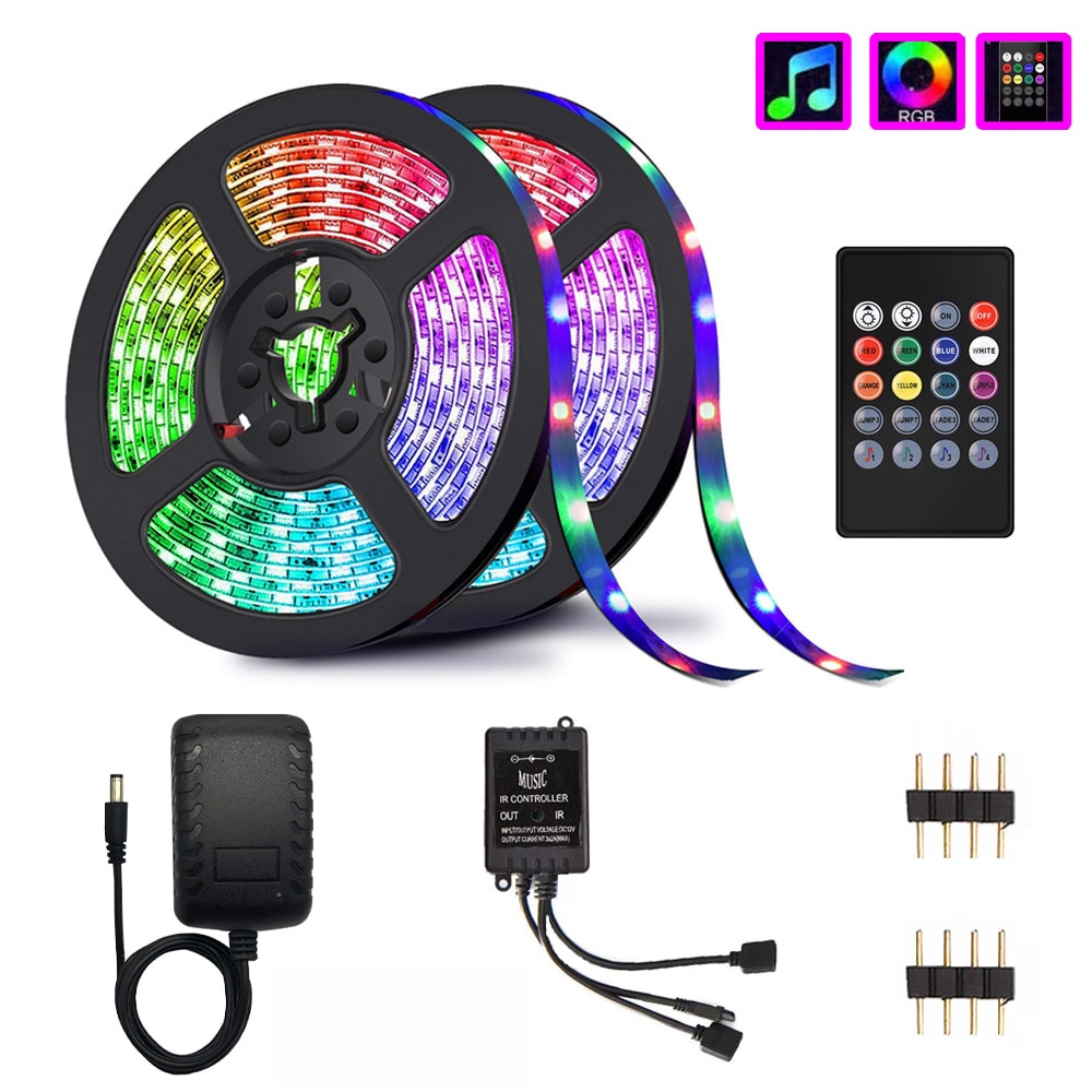 Music LED Strip Lights, Wireless LED Light Strips 10M SMD 5050 2835 Music Controller LED RGB Tape Lights no Waterproof