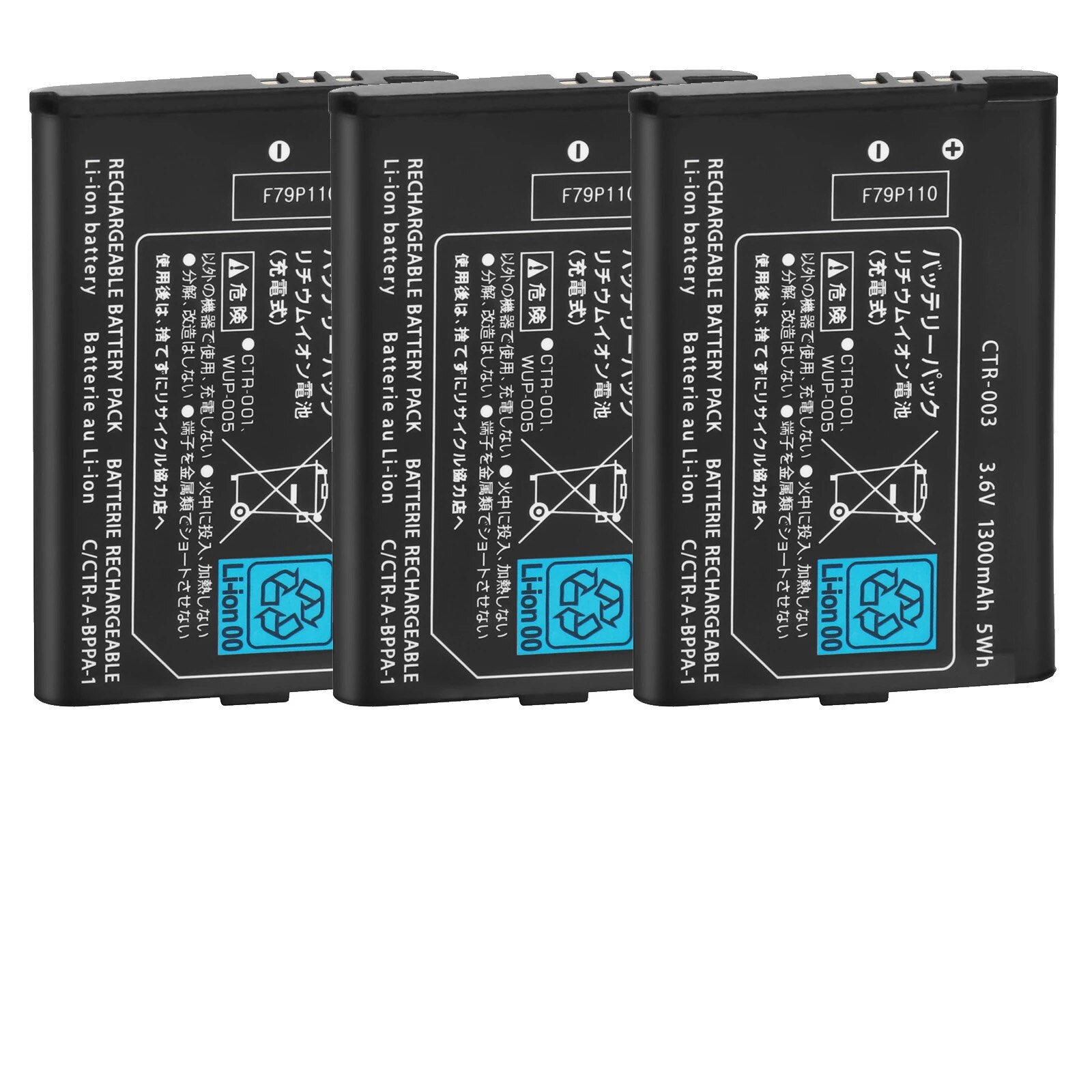 3pcs 3.7V 1300mAh CTR-003 Replacement battery pack For Nintendo Switch Pro Wireless Controller 3DS Rechargeable batteries