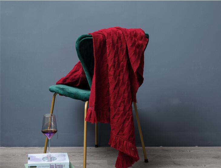 Nordisk vintage linger strikket tæppe sengeende tæppe sofa håndklæde seng ende håndklæde betræk  fg1310