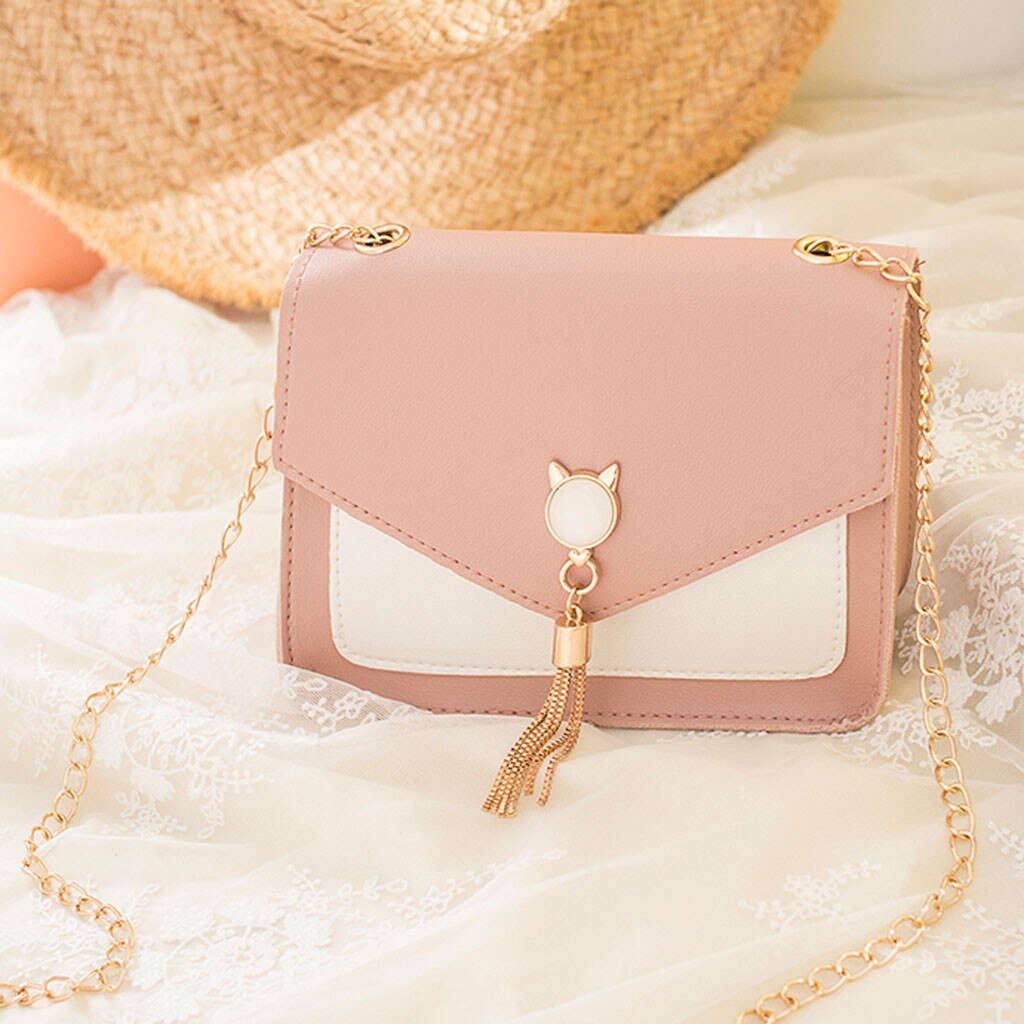 Umhängetaschen Für Frauen Abdeckung Quaste Schulter Kleine Quadratische Tasche Bote Katze praktisch Taschen Damen Handtaschen # LR2