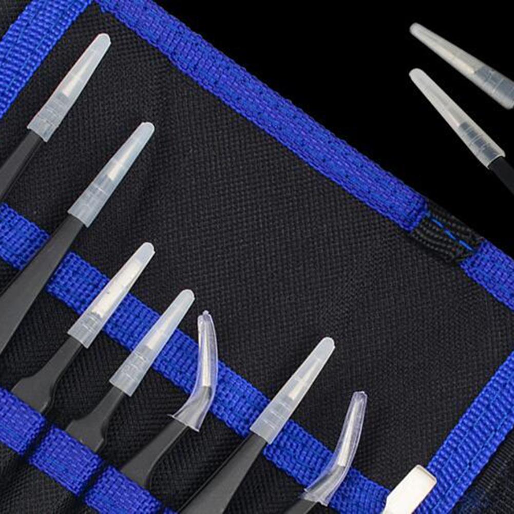 Kit de pince à épiler antistatique d'esd d'acier inoxydable de 9 pièces avec la pointe plate droite incurvée pour réparer des bijoux d'artisanat