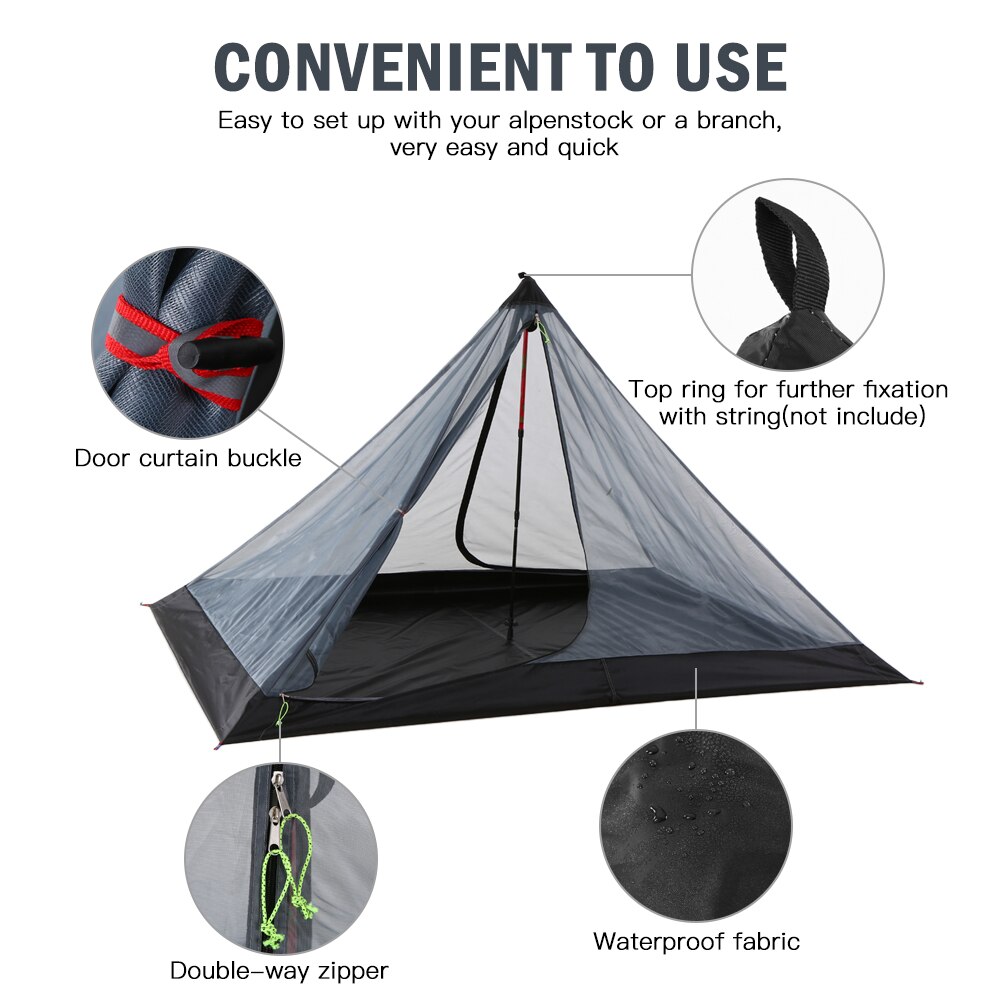 Tenda da campeggio esterna tenda a rete ultraleggera tenda da tenda a rete repellente per insetti 1-2 persone tenda da campeggio pieghevole ultraleggera