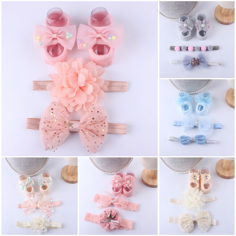 Bébé filles enfants chaussettes coton dentelle respirant TUTU chaussettes froufrous cheville chaussettes chapeaux ensemble Photo accessoires 0-3Y