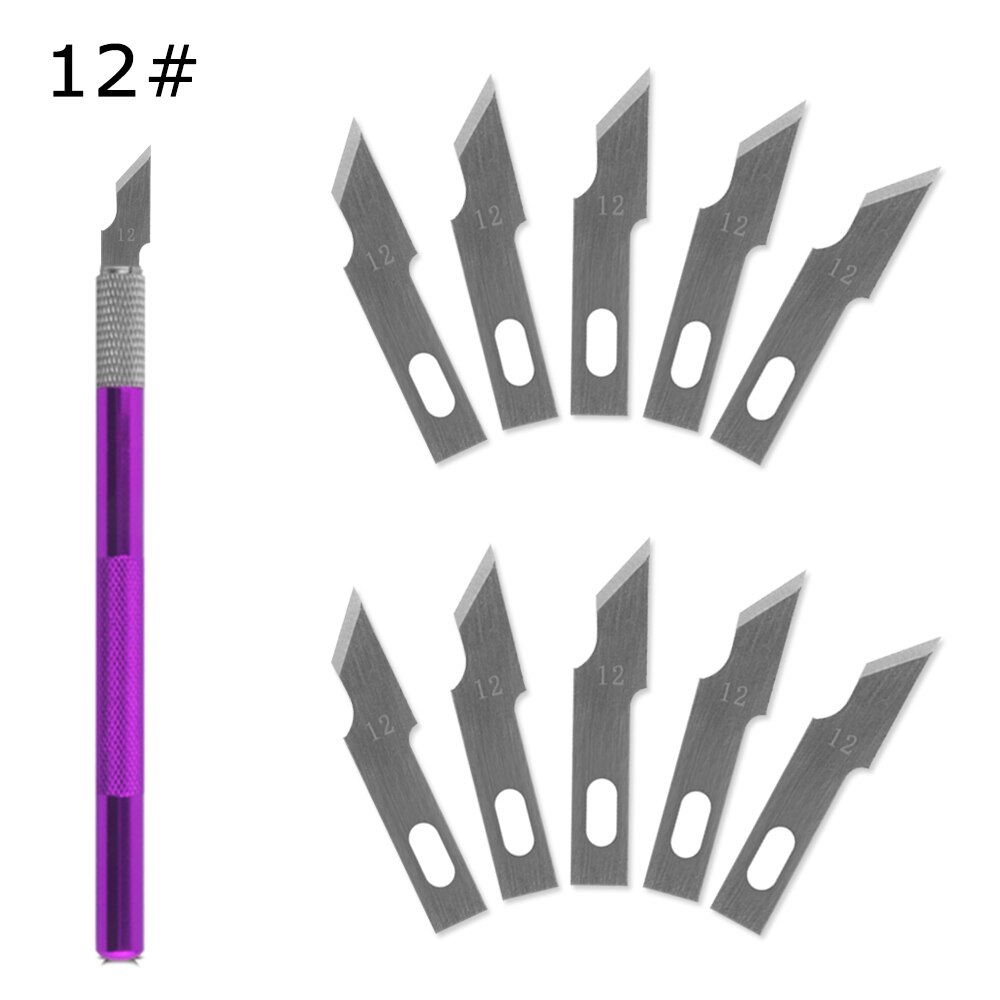 1 Knife Handle with 10 Blade Replacement 11# PCB Repair Wood Carving Tools Sculpture Engraving Knife DIY Cutting Tool: No12set