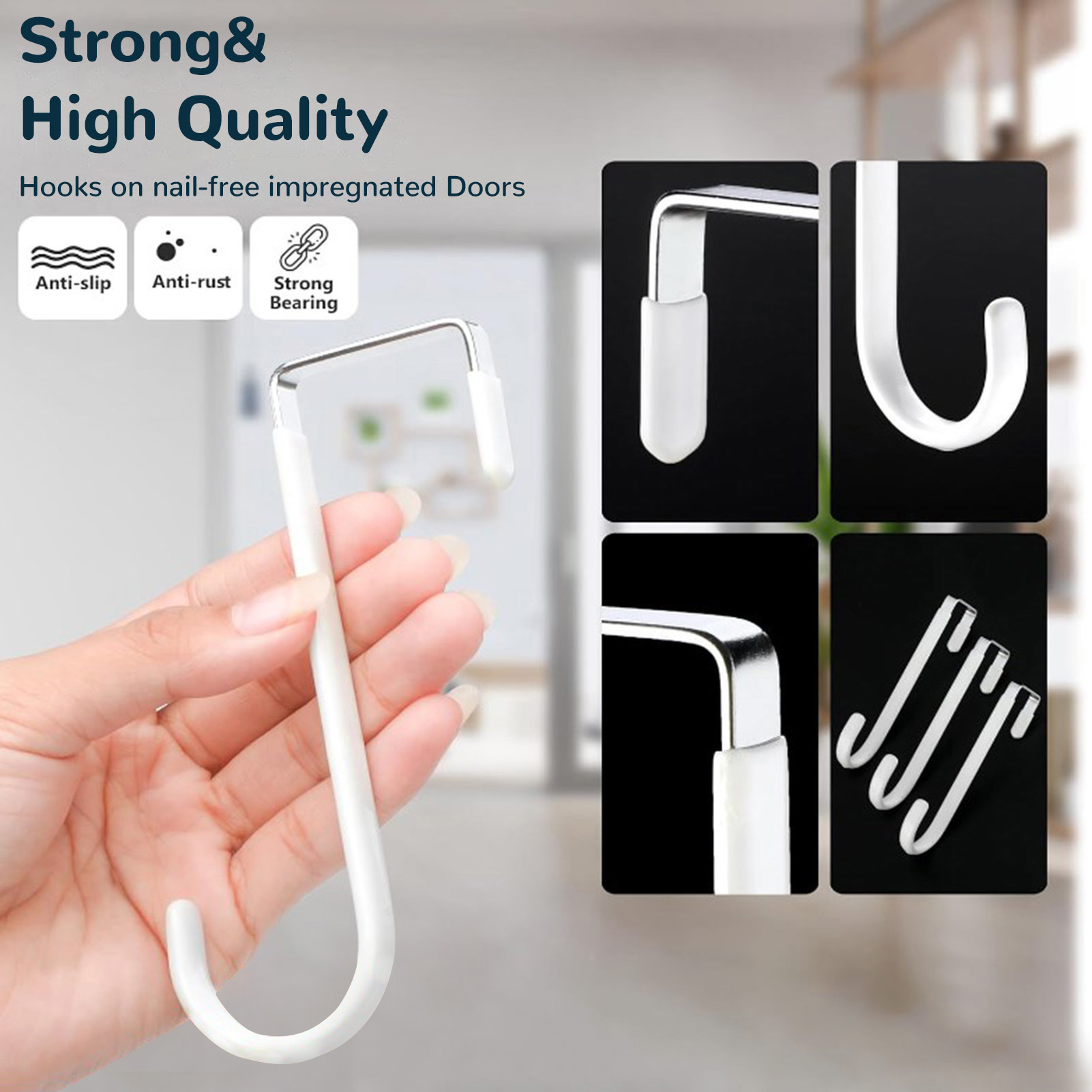 1Pc Multifunctionele Deur Hanger Keukenkast Deur Terug Haak Opknoping Rek Kleding Jas Handdoek Hanger Badkamer Accessoires