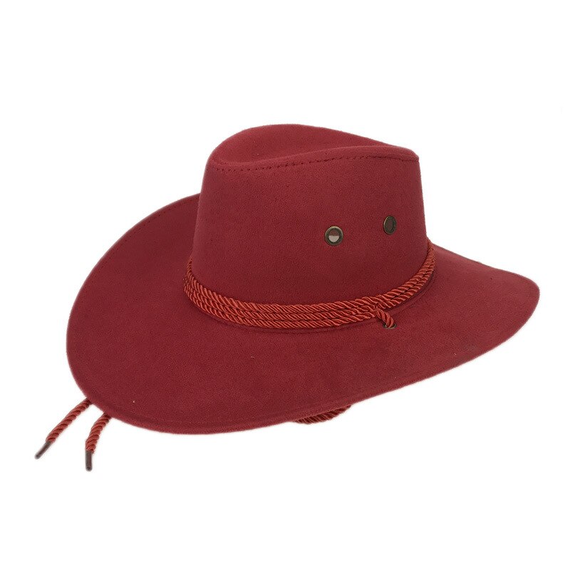 Chapeau de Cowboy ouest américain daim chapeau de soleil en plein air chapeaux d'équitation en plein air pour hommes et femmes chapeau de Cowboy de couleur unie: 5
