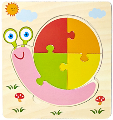 Dla dzieci 3D Puzzle drewniane Puzzle pokładzie rozpoznawania kolorów kształt pasujące Cartoon zwierząt Puzzle inteligentne zabawki dla dziecka w wieku 0-3 lat: Snail