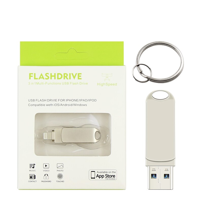 Heißer 2ln1 64GB 32GB 16GB 8GB Metall USB 3.0 OTG iFlash Antrieb HD USB-Stöcke für iPhone für iPad für iPod und Android Telefon