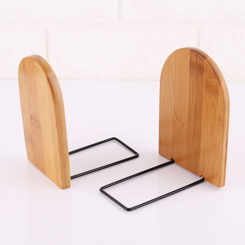 1pc træ bogholder bogender desktop organizer kontor hjem natur bambus bogstøtter bogholder holder hylde
