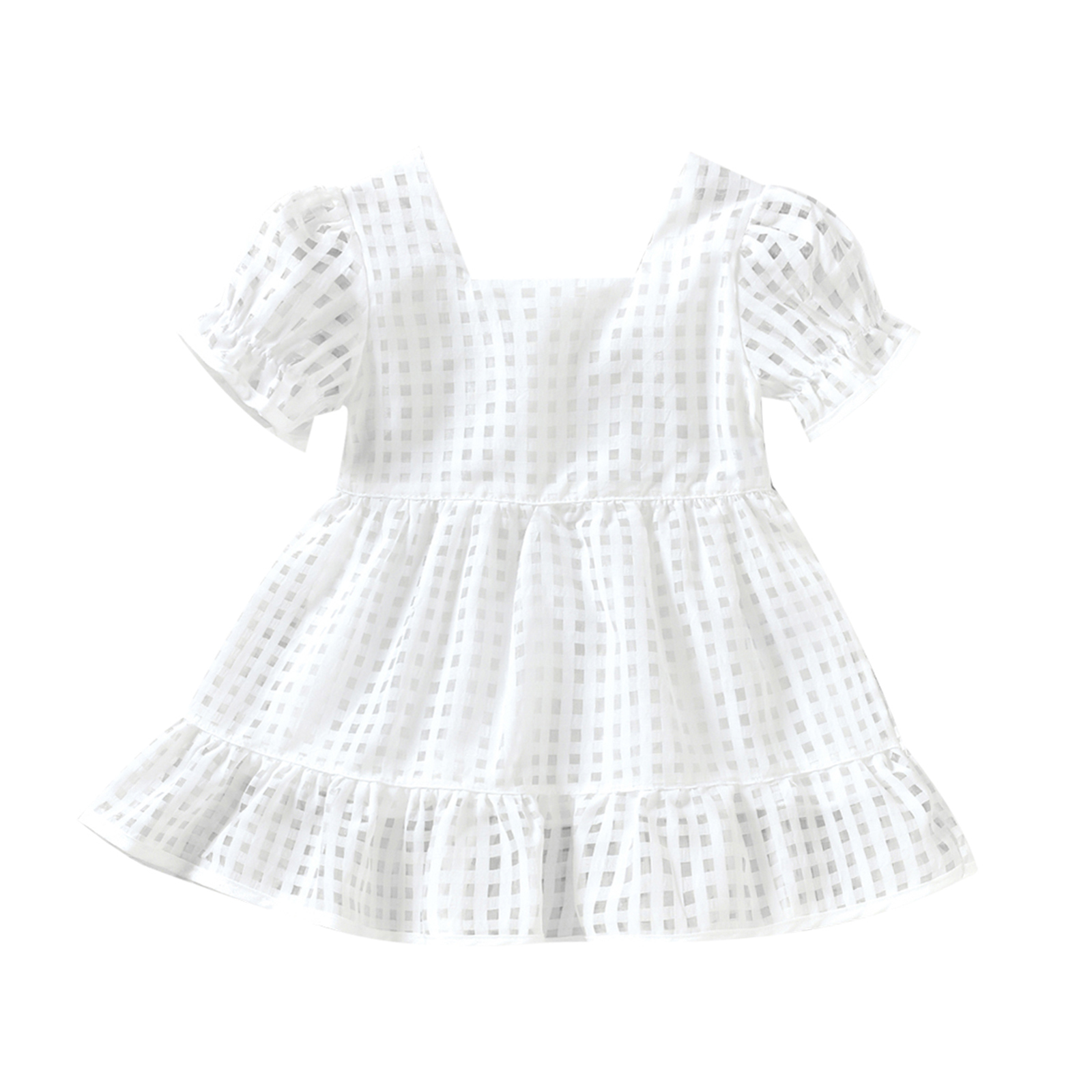 6M-3Years Baby Girl Dress, Short Sleeve Square Neck Solid Hollowed Summer Dress for Casual Daily: A / 12M