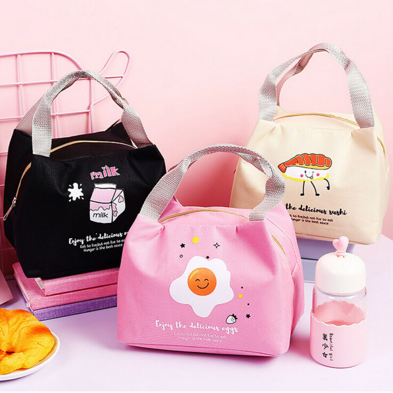 Mittagessen Tasche Nette reis ball sushi brief drucken Isolierte Thermische Kühlen Taschen Picknick Lebensmittel Box Versorgung schule außen Büro für mädchen