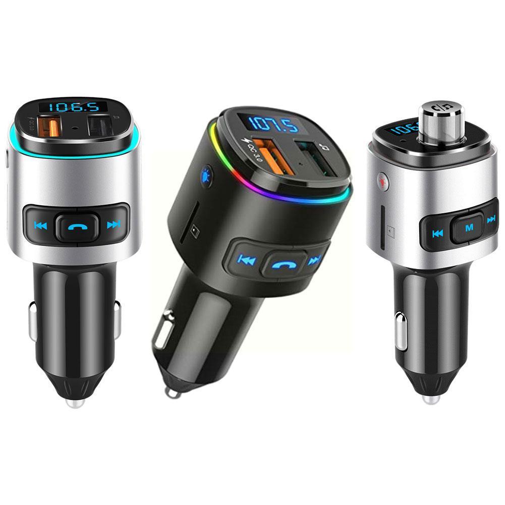 Car mp3 Bluetooth-compatible player FM transmitter QC3.0 music color light mp3 lossless with car 7 ambient charge fast B6I1