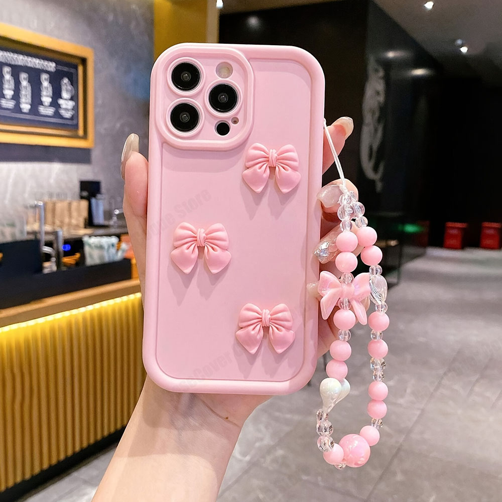 Para iphone 16 x xr 7 8 plus se 3d rosa bonito borboleta silicone caso macio para iphone 15 14 13 12 11 pro max capa com pulseira: Para iPhone 16 Plus
