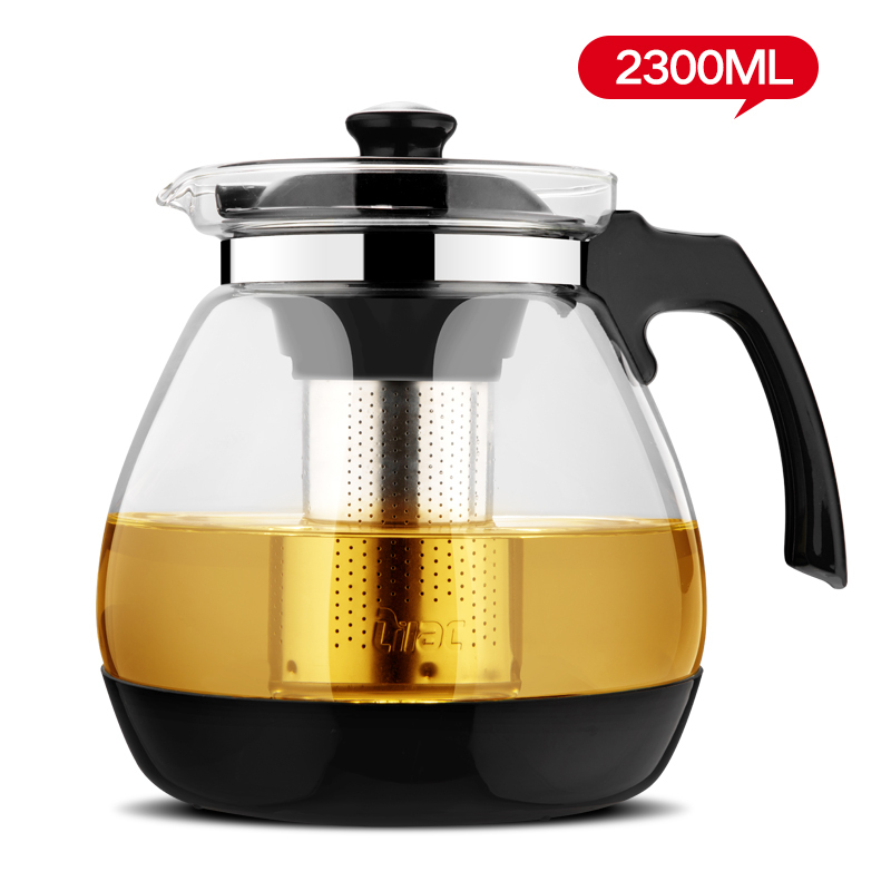 Tetera de vidrio con filtro de Infusor de acero extraíble, tetera de de 1.6L y 2.3L, opcional, Premium: Capacity 2.3L
