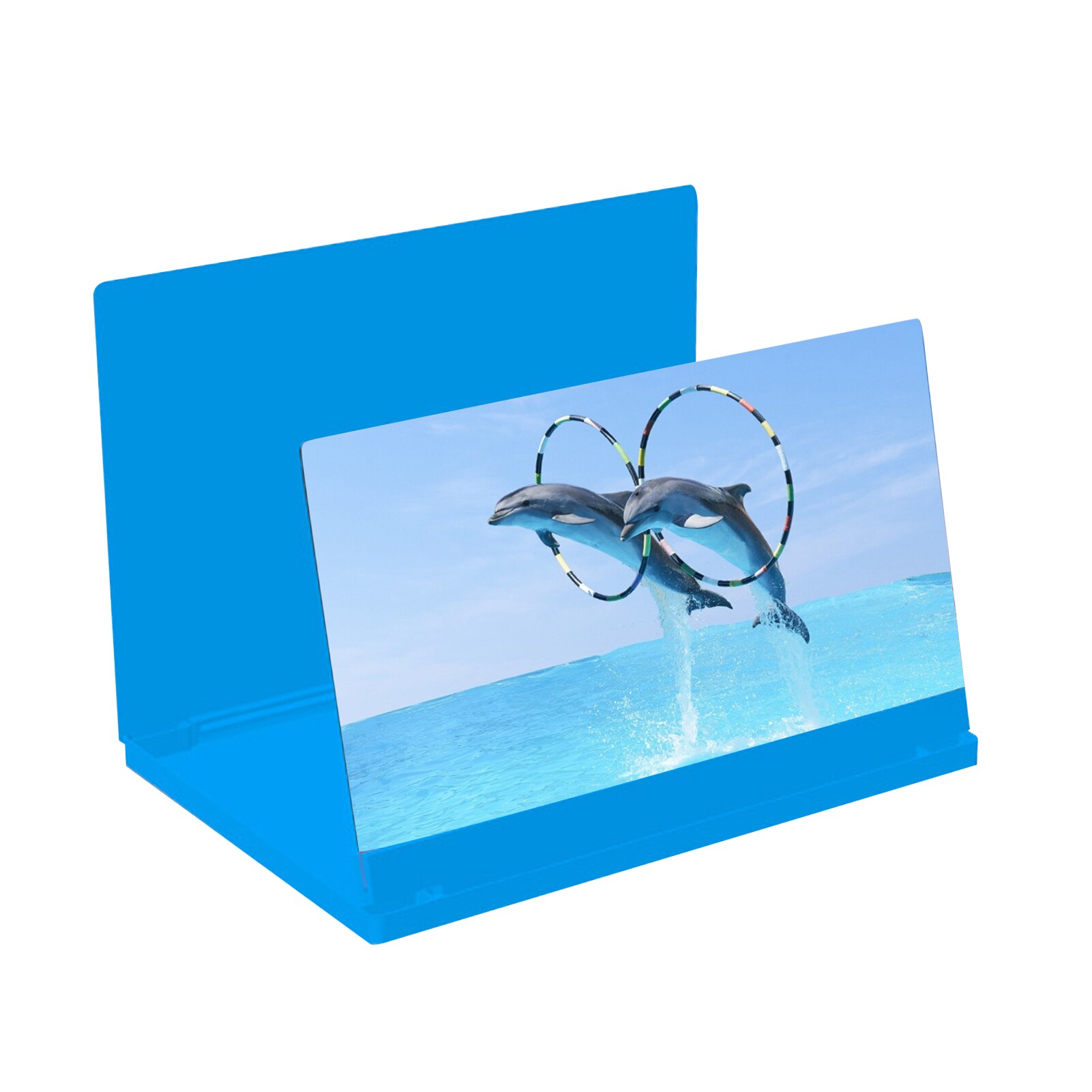 12 Inch Vouwen Mobiele Telefoon Screen Versterker Hd 3D Video Mobiele Telefoon Vergrootglas Stand Beugel Telefoon Opvouwbare Houder: Blue