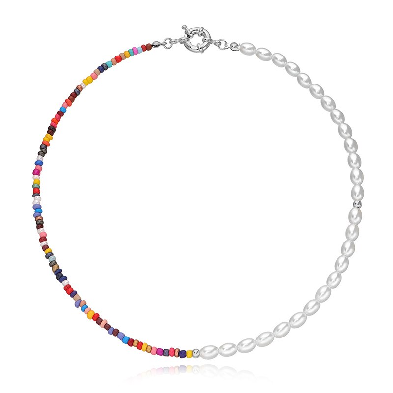 Kleurrijke Parel Choker Ketting Handgemaakte Zaad Kralen Bohemen Kraag Zomer Beach Party Voor Vrouwen Meisjes Sieraden Party: SV