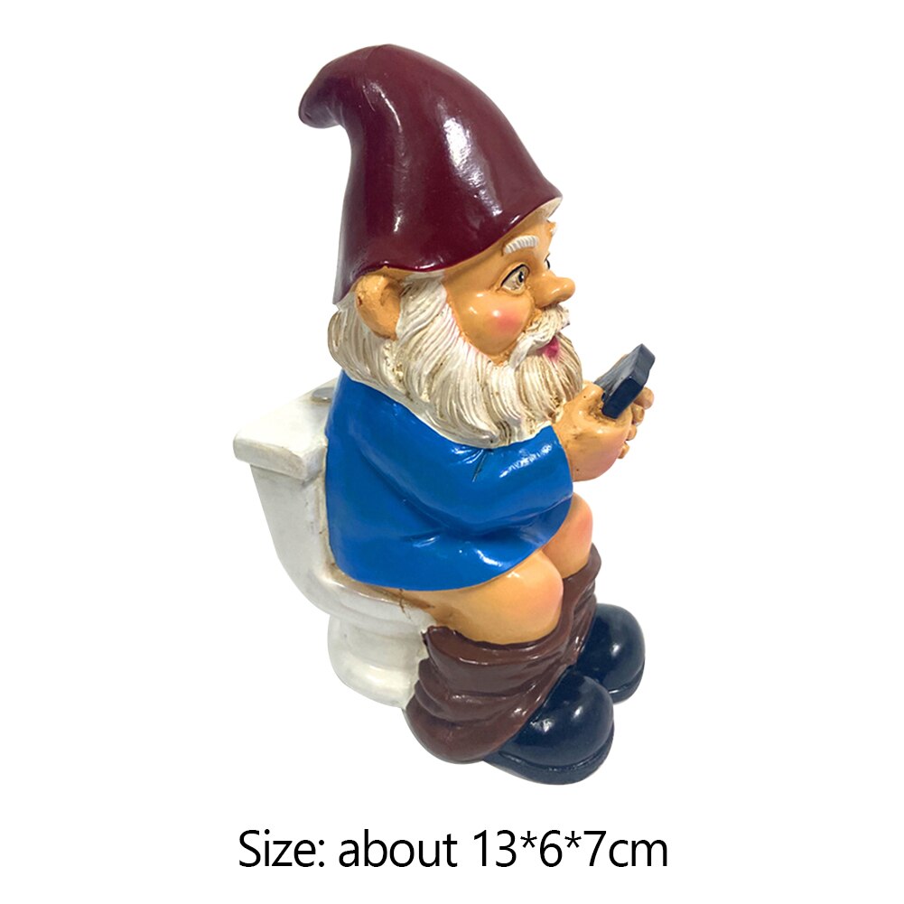 3D Dwerg Wc Spelen Telefoon Standbeeld Tuin Gnomes Mini Hars Pop Standbeeld Ambachten Outdoor Elf Miniatuur Tuin Dwerg Decoratie: A