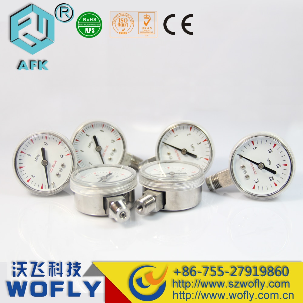 1/4"NPT Stainless Steel Gas Pressure Gauge Bottom Connection