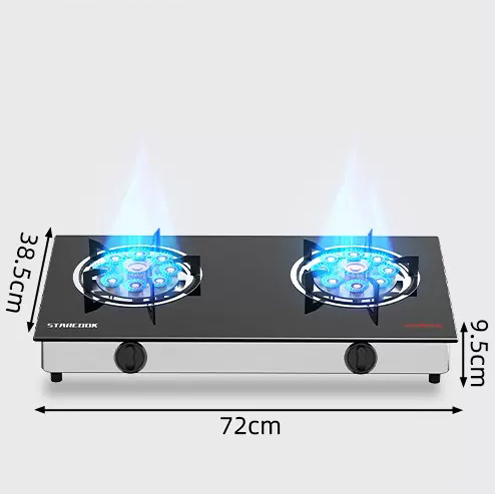 Table Top Gas Cooker 2 Burner Household Cocina A Gas Doube Cooktop Gas Stove Fierce Fire Kitchen Cooker: light yellow