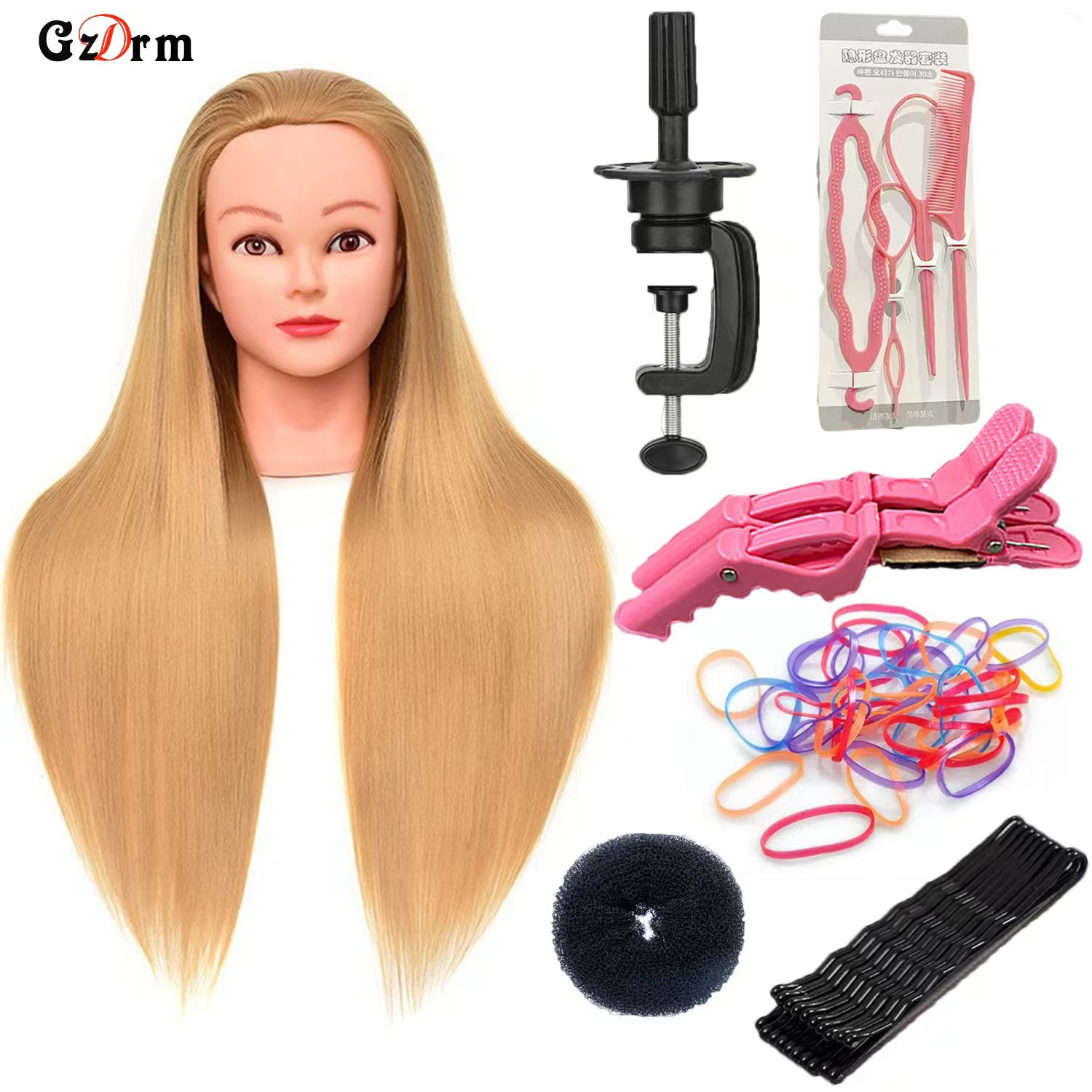 Cabeza de maniquí, cabeza de entrenamiento para peluquería trenzada, 100% de fibra de alta temperatura, maniquí femenino, cabeza de muñeca de entrenamiento