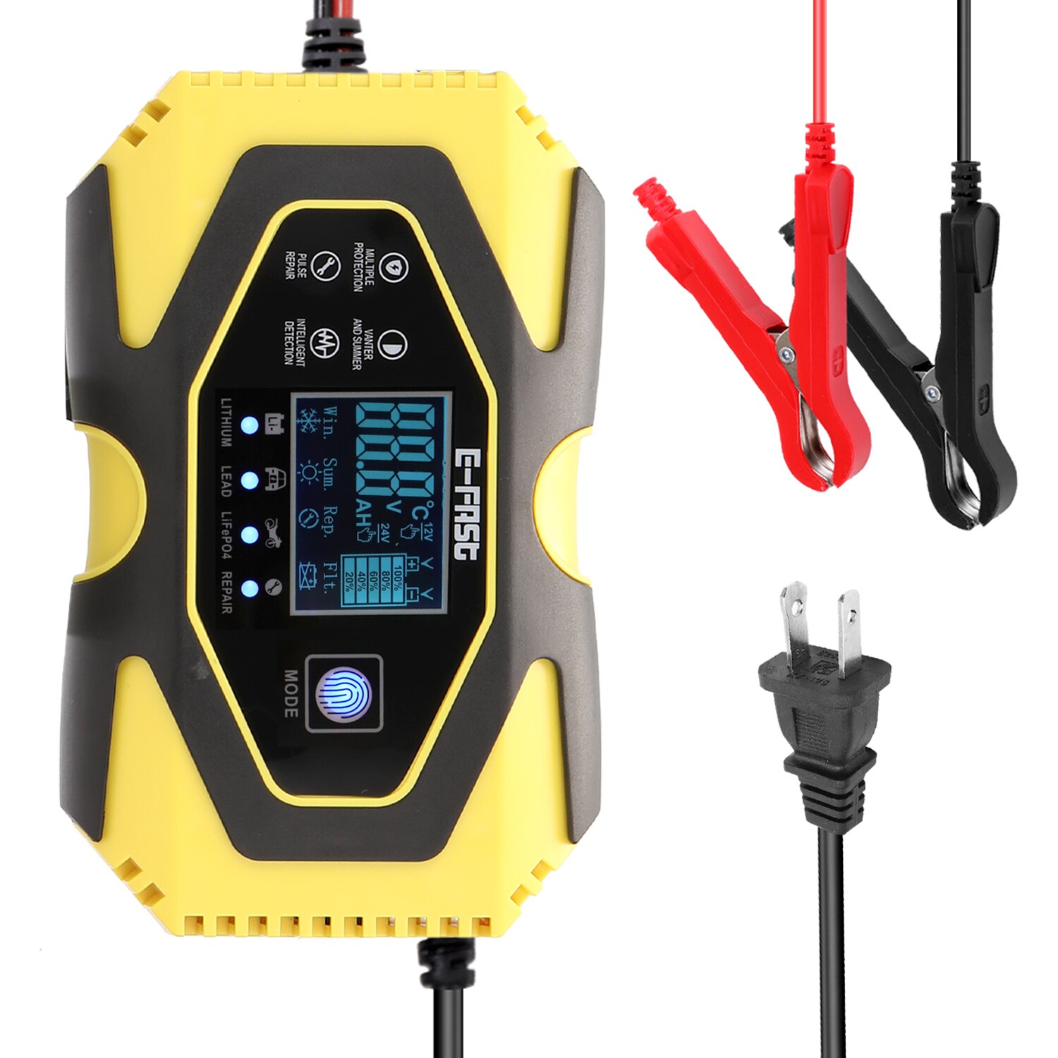 12V6A-24V3A Automatic Pulse Repairing Battery Charge Device for Lithium Leadacid LiFePO4 Batteries Digital LCD Display: US Plug